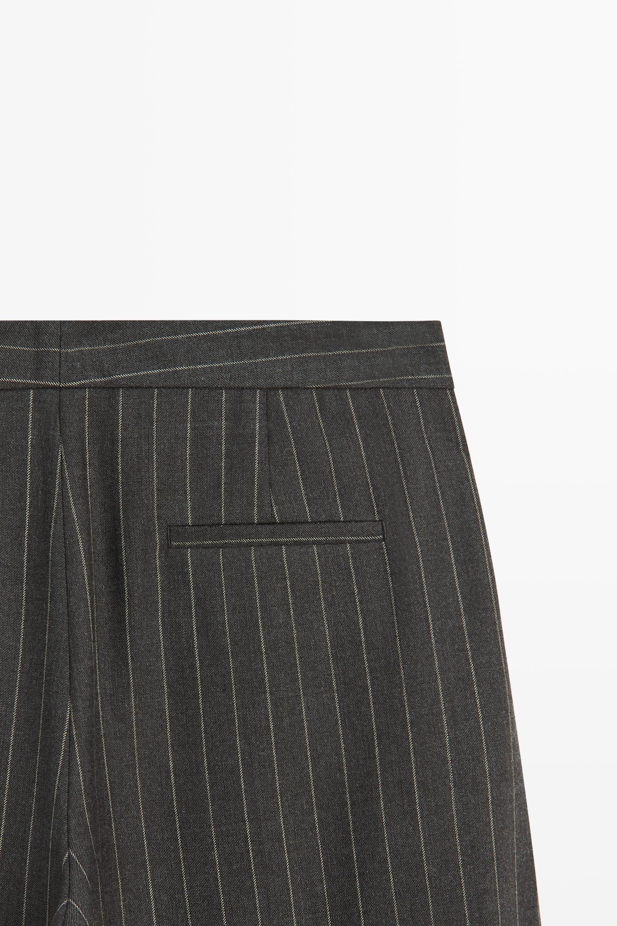 Wool blend striped wide-leg pants